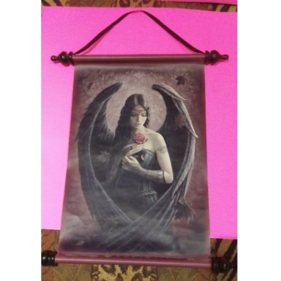 Design Toscano Scroll of Female Angel with Black Wings - Picture 1 of 5